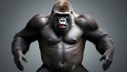 Fototapeta na wymiar A gorilla icon beating its chest upscaled_3