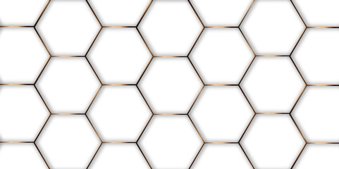 White Hexagonal golden line Background. Luxury White Pattern. Vector Illustration. hexagon abstract background. Surface polygon pattern with glowing hexagon paper texture and futuristic business.	