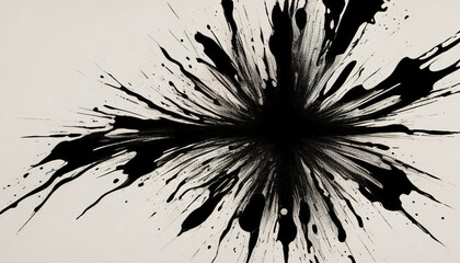 Abstract black in splash, paint, brush strokes, stain grunge isolated on white background, Japanese style with Generative AI.