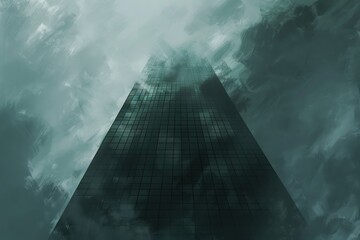 A very tall building reaching up into a cloudy sky. Suitable for architectural or urban themes