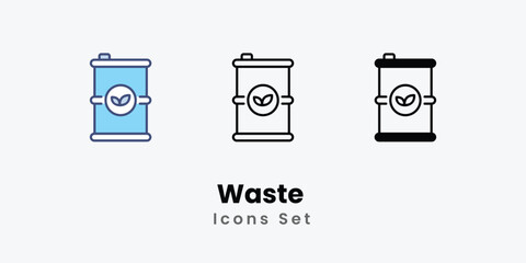 Waste Icons thin line and glyph vector icon stock illustration  