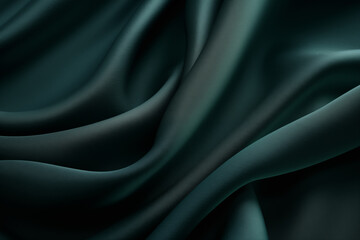 Obraz premium Luxurious Dark Green Fabric Texture. Green silk background. Generative AI