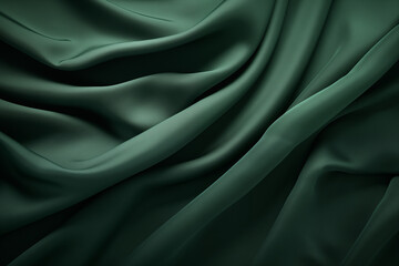 Obraz premium Luxurious Dark Green Fabric Texture. Green silk background. Generative AI
