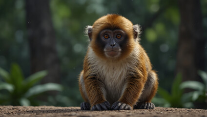 Pitheciidae monkey in jungle 
