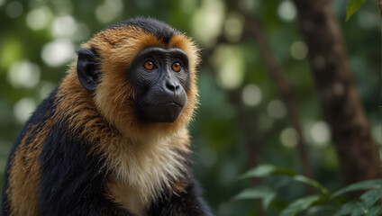 Fototapeta premium Pitheciidae monkey in jungle 