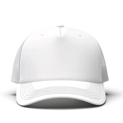 white trucker cap, snapback, baseball hat, Isolated on white background. Mock-up for branding.