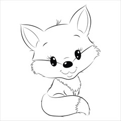 fox coloring page for kids vector