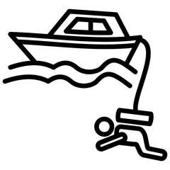 Dive Boat Outline Icon