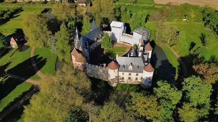 drone photo Ainay-le-Vieil castle France Europe © clemMTravel