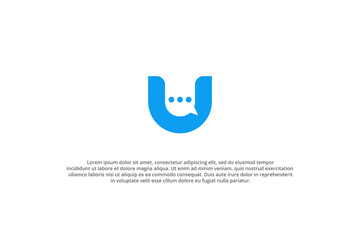 letter u chat message modern logo