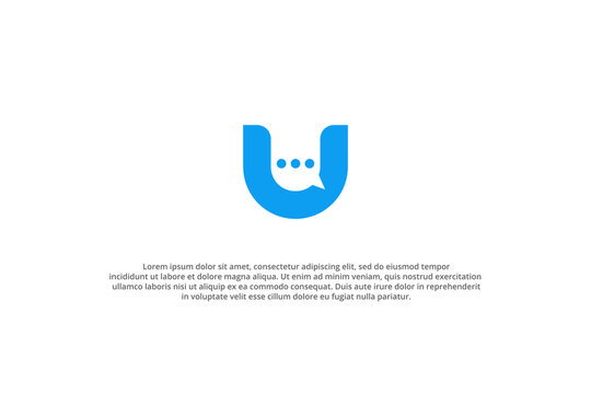 letter u chat message modern logo