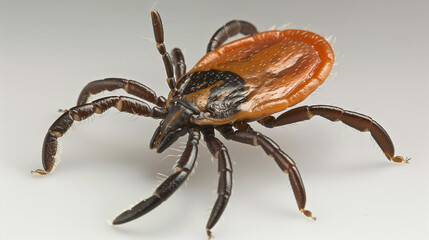 Brown and Orange Tick on White Background