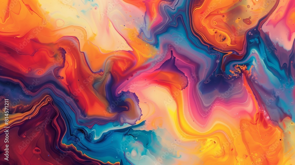 Poster abstract colorful liquid marble background with vibrant colors, dynamic swirls and fluid shapes.