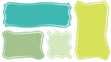 Fototapeta premium Collection of blue color cute dialog box. Hand drawn with crayon drawing memo sticker. Doodle style chat frame for text. Cartoon conversation balloon. Set of speech bubbles in flat for short message. 