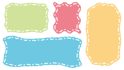 Collection of blue color cute dialog box. Hand drawn with crayon drawing memo sticker. Doodle style chat frame for text. Cartoon conversation balloon. Set of speech bubbles in flat for short message. 