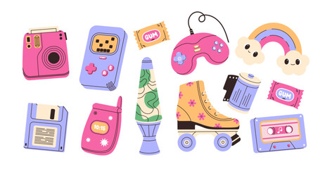 y2k elements. 90s aesthetic collection. Retro items