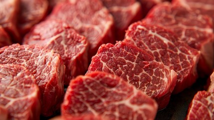 High-detail close-up of raw top round beef, showcasing its freshness and premium quality, isolated background, ideal for ads, studio lighting