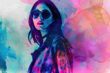 A fashionable woman wearing sunglasses and a trendy jacket. Perfect for fashion blogs or magazines