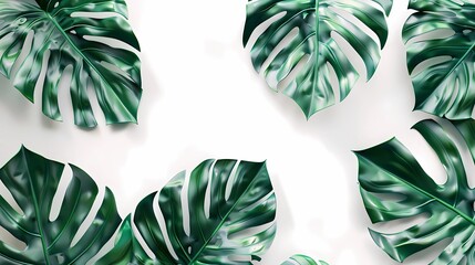 Realistic Detailed 3d Green Monstera Leaf Background, Generative AI illustrations.