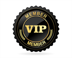 VIP premium membership golden badge on white background