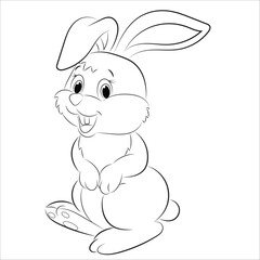 cute rabbit coloring page for kids vector