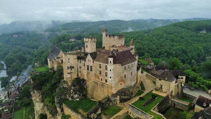 drone photo Beynac castle France Europe