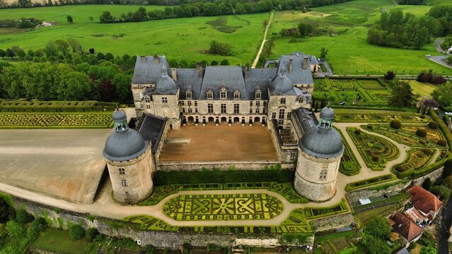 drone photo Hautefort castle france Europe