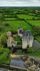 drone photo Cherveux castle France Europe