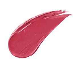 Swatch of pink lipstick isolated on white background