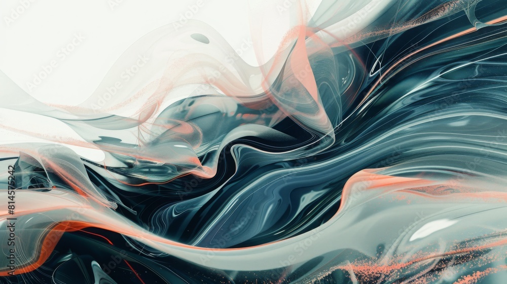 Aufkleber swirling patterns of black, white, and hints of red create a mesmerizing abstract artwork.