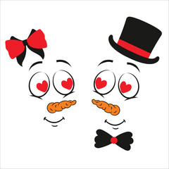 snowman couple loves vector