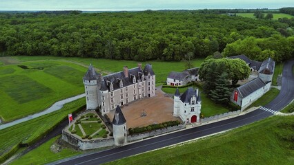 drone photo Montpoupon castle France Europe