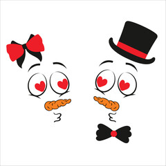 snowman couple loves vector