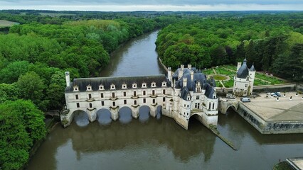 drone photo Chenonceaux castle France Europe