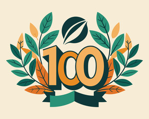 Leaf Number 100 vector illustration