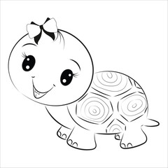 turtle coloring page vector