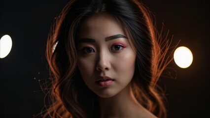 Girl of Asian appearance with light makeup.