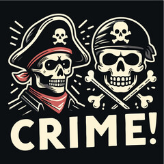 vector set of skull and pirate with t shirt design concept