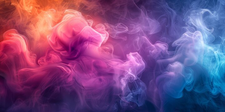Multicolored generative AI illustration of picturesque full frame backdrop of abstract fantastic dense smoke of different shades