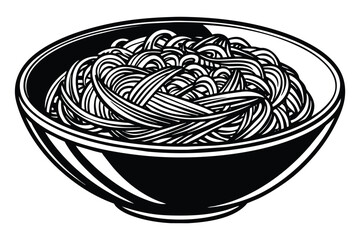 Hand drawn bowl of noodles vector design