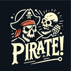 vector set of skull and pirate with t shirt design concept