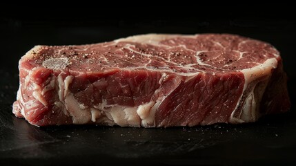 Intimate view of a medium sirloin steak, highlighting the even doneness and rich texture, perfect for advertising with studio lighting