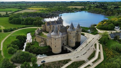 drone photo Suscinio castle France Europe