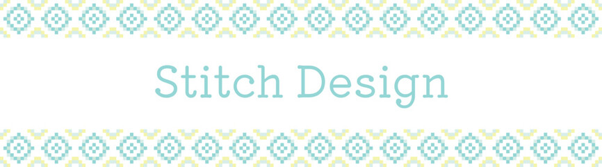 やさしい青み系のステッチパターン