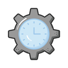 Clock inside gear showing concept vector of time management, high quality graphics