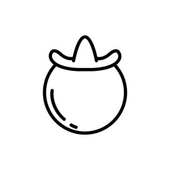 Mangosteen line icon. Fruit icon. Mangosteen icon isolated on white background. Transparent background, minimalist symbol. Vector images