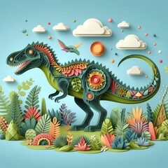Obraz premium Dinosaur Paper Art: Creativity Bringing the Past to Life