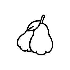 Pear line icon. Fruit icon. Pear icon isolated on white background. Transparent background, minimalist symbol. Vector images