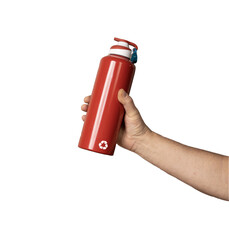 Red reusable bottle.