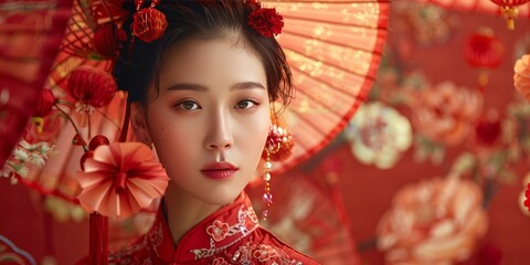 Asian woman in the Chinese New Year Celebration